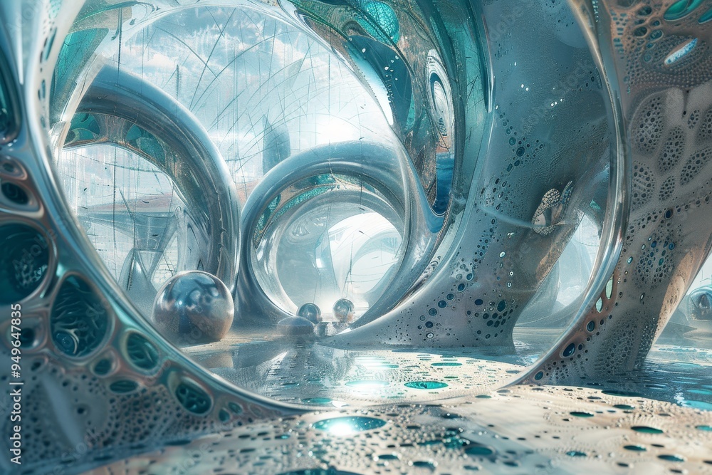 Aufkleber a futuristic building featuring extensive use of glass in its design, reflecting a blend of technolo