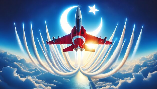 Epic Turkish Air Force Jet Creating Crescent and Star in the Sky