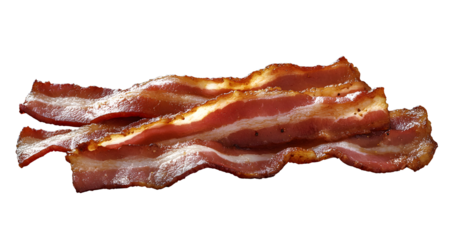 Strips of fried bacon isolated