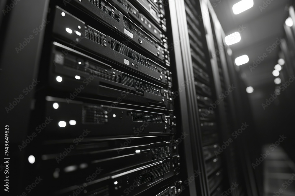 Poster close-up of server racks in a data center