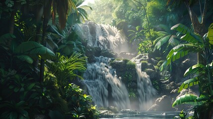 Tropical waterfall wallpaper