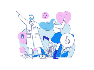 Medical characters fighting the epidemic flat vector concept operation hand drawn illustration
