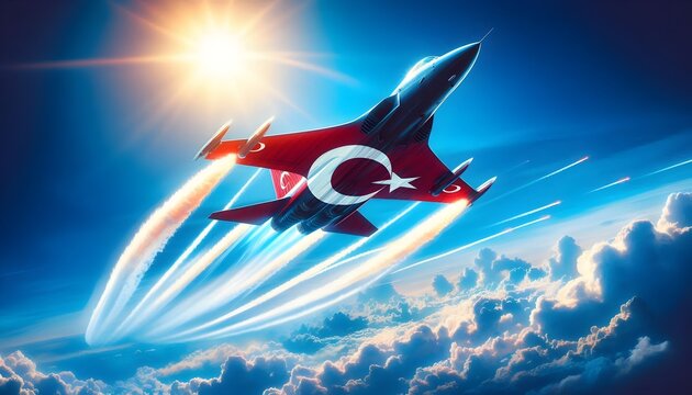 Epic Turkish Air Force Jet Creating Crescent and Star in the Sky