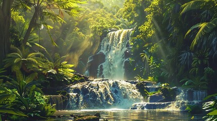 Tropical waterfall wallpaper
