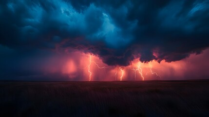 Dramatic Lightning Bolts Illuminating Stormy Sky During an Extreme Weather Event