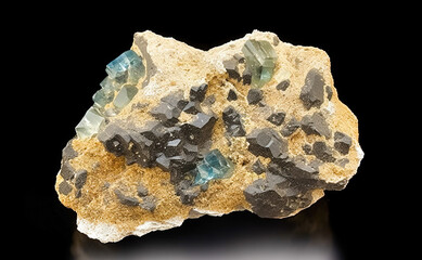 Obraz premium Kaersutite is rare precious natural geological stone on gradient background in low key, isolate. AI generated.