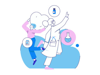 Medical characters fighting the epidemic flat vector concept operation hand drawn illustration
