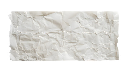 White crumpled large piece of blank paper isolated on transparent background