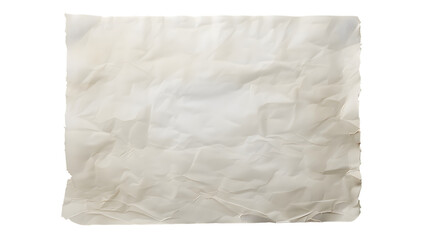 White crumpled large piece of blank paper isolated on transparent background