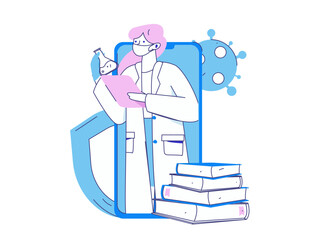 Medical characters fighting the epidemic flat vector concept operation hand drawn illustration
