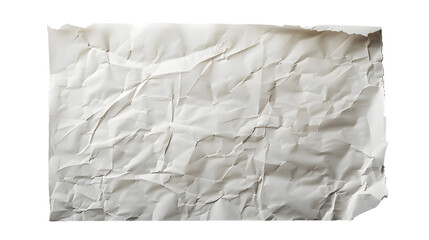 White crumpled large piece of blank paper isolated on transparent background