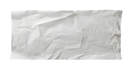 White crumpled large piece of blank paper isolated on transparent background