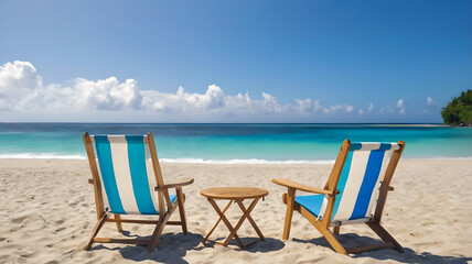 Two chairs on the beach, vacation background