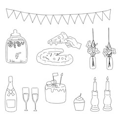 ガーデンパーティーのシンプル線画アイコン