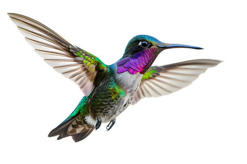 Obraz premium Colorful flying hummingbird isolated on transparent background