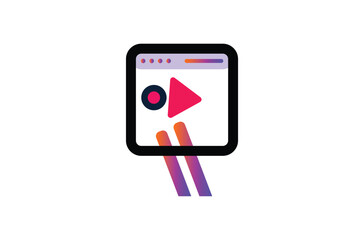 Video player flat logo design. Music player and video player icon.. Icon that can be applied anywhere, pixel perfect and modern style design