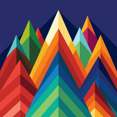 A vector painting of a colorful mountains