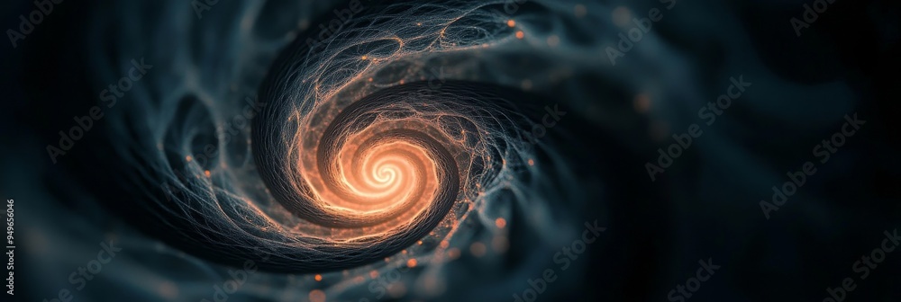 Poster a mesmerizing abstract spiral background with a captivating swirling design in hues of orange and bl