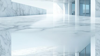 A captivating minimalist close-up of pristine white marble, blending realism with modern freshness through crisp, clean lines for a serene and stylish desktop experience