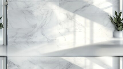 A captivating minimalist close-up of pristine white marble, blending realism with modern freshness through crisp, clean lines for a serene and stylish desktop experience
