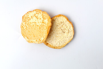 bread with butter and sugar isolated on white background, good for article, recipe and commercial