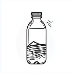 Stylish Hydration: Water Bottle Minimalist Line Art Logo