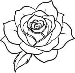 Elegant Rose Outline Design - Ideal for Tattoos, Coloring Pages, and Floral Art