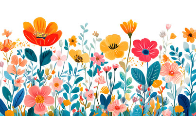 Naklejka premium floral and leaf on white background in doodle-style tile designs with graphic format.