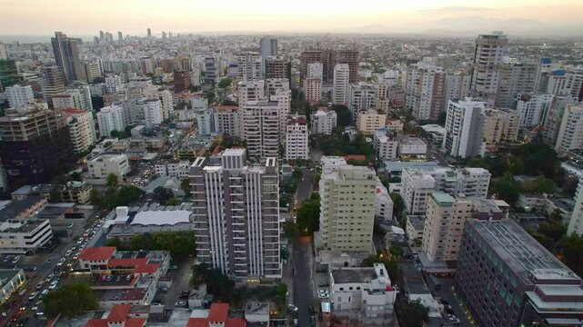 Aerial over Naco Neighborhood of Santo Domingo City, Dominican Republic