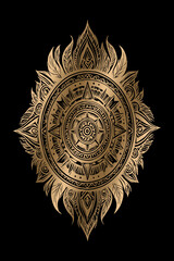 Obraz premium Gold Polynesian pattern on a black background. For use on tattoos, posters, covers, textiles and T-shirt prints.