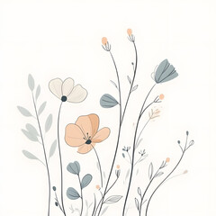 Naklejka premium floral and leaf on white background in doodle-style tile designs with graphic format.