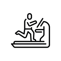 Black line icon for treadmill