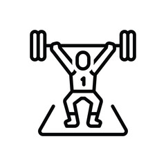 Black line icon for weightlifting