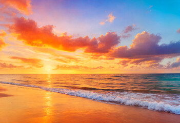 Fototapeta premium Vivid Sunrise Over the Calm Sea