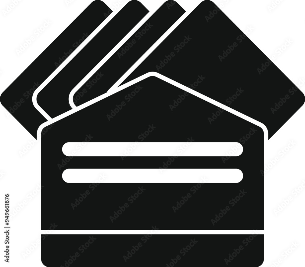Poster this simple vector icon represents a credit card case containing multiple cards