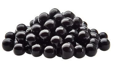 pile of black tapioca boba pearls isolated.