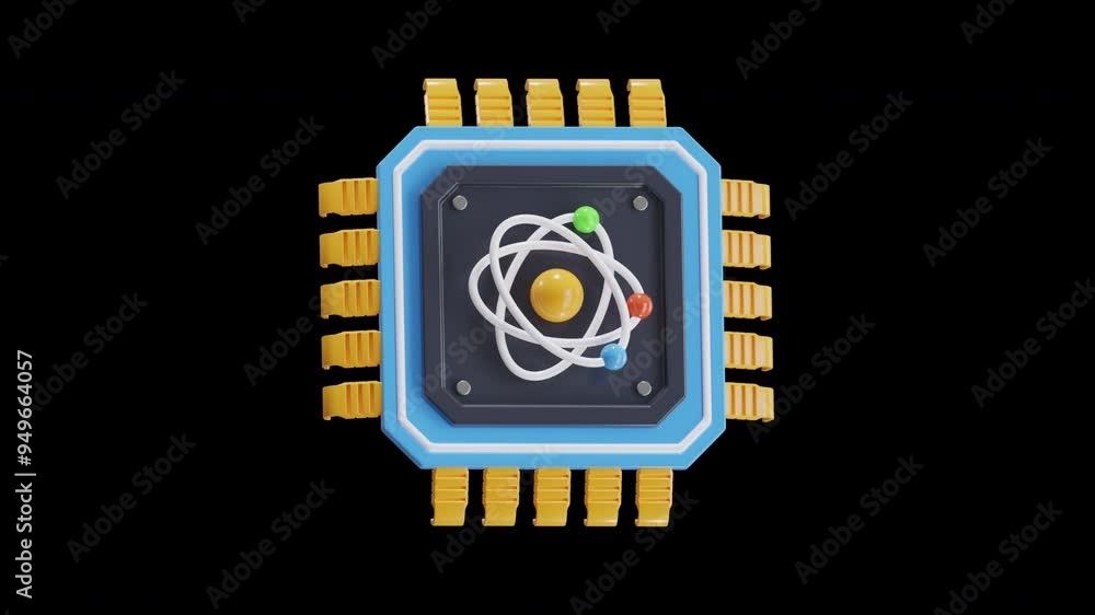 Poster 3d animation of exploring the potential of quantum computing | alpha channel