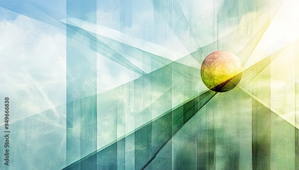 Poster abstract sphere in geometric pattern.