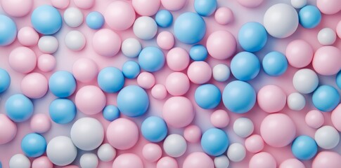 Pastel Colored Spheres on White Background.