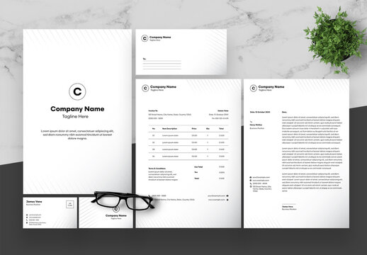 Gray Gradient and White Stationery Set