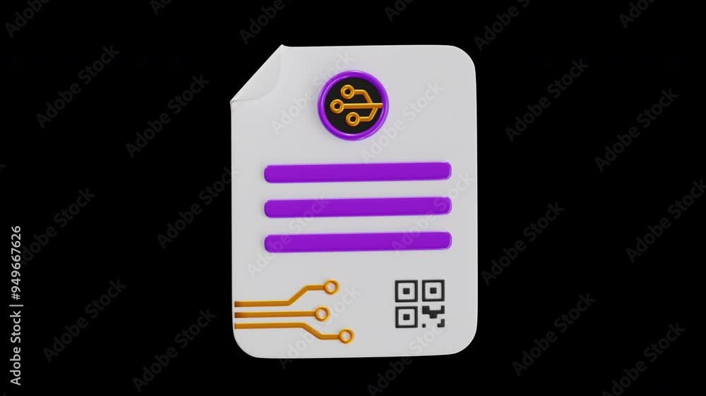 Poster 3d animation of smart contracts in the blockchain industry | alpha channel