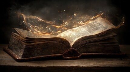 A timeworn book with pages fluttering as if caught in a breeze, representing the passage and drift of time through written history.