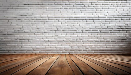 Fototapeta premium white brick wall with wood in the foreground art design