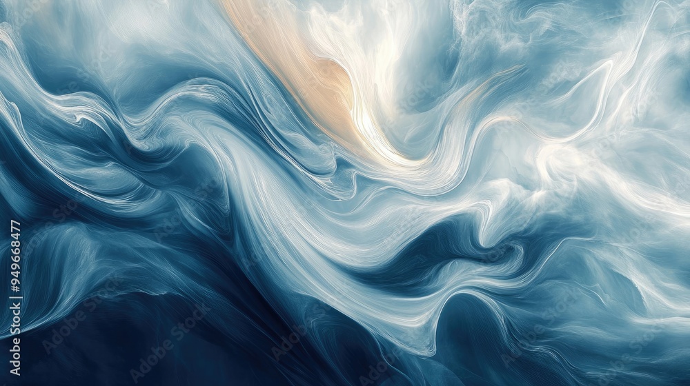 Aufkleber smooth and shimmering abstract image of stormy sea waves, with flowing swirls, set against a dynamic