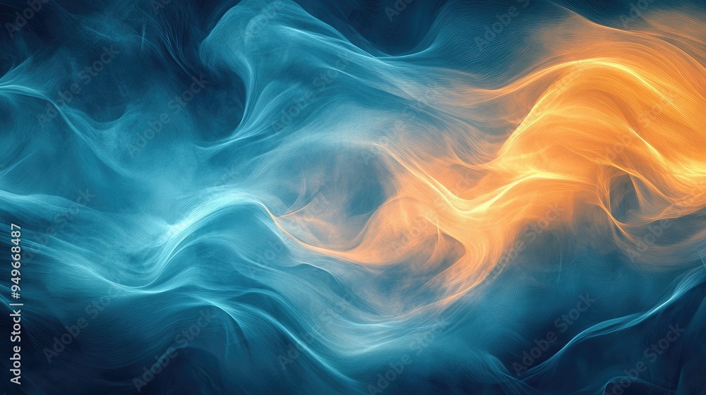 Aufkleber smooth and shimmering abstract image of stormy sea waves, with flowing swirls, set against a dynamic