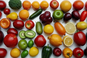 Kiwi, cucumber, tangerine, kale, orange, pepper, lemon, apple