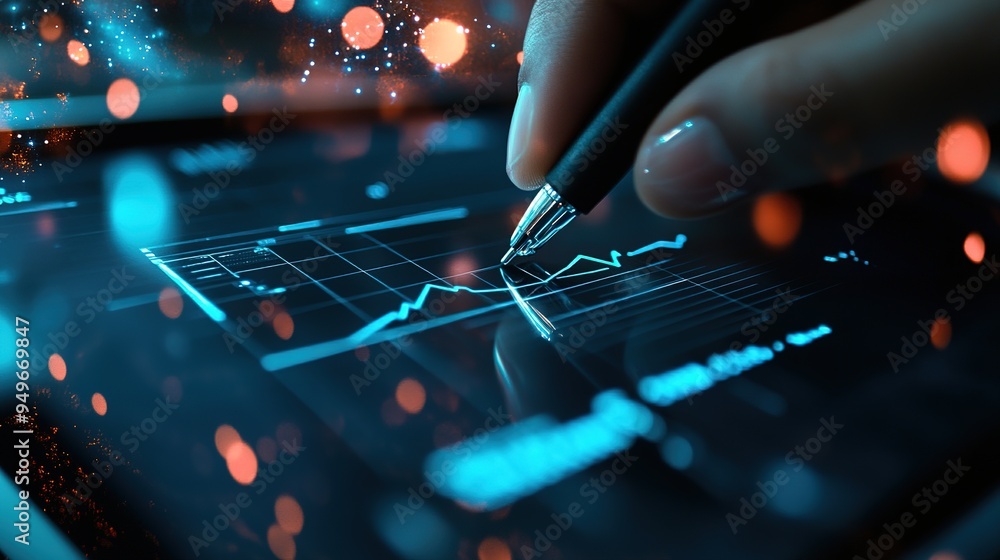 Poster a close-up of a digital insurance contract being signed electronically on a tablet. copy space for t
