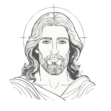 jesus christ portrait black and white clip art preview
