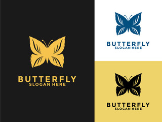 Butterfly Gold Beauty logo icon, Creative abstract butterfly logo design Premium Vector