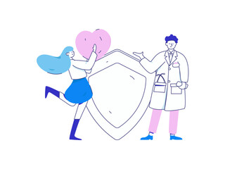 Medical characters fighting the epidemic flat vector concept operation hand drawn illustration
